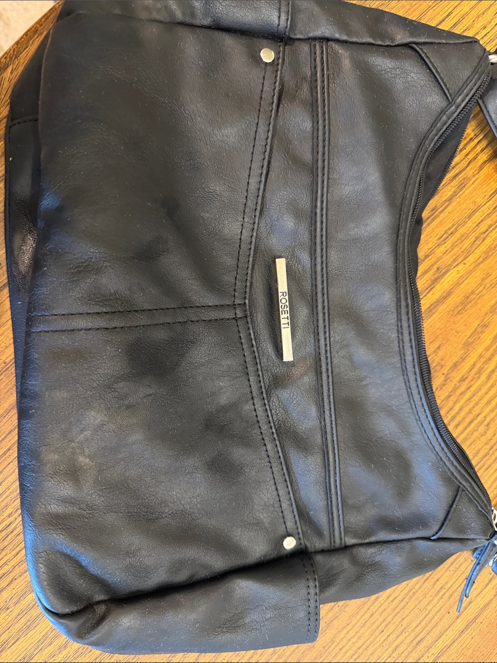 Rosetti Black Faux Leather Hobo Shoulder Bag